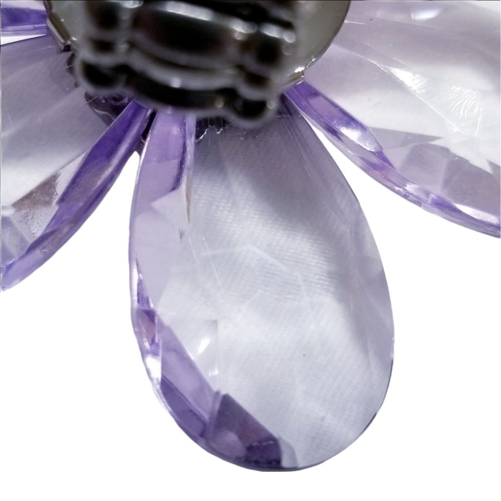 Extra Large Womens Purple Teardrop Crystal Flower Stretch Fashion Cocktail Ring - Picture 5 of 12